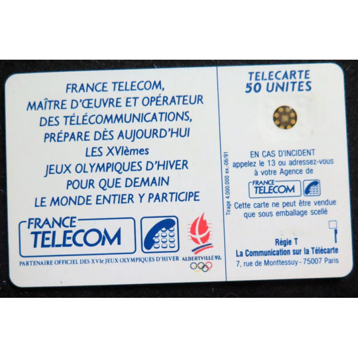 Carte téléphonique télécarte 50 unités XVI° Jeux olympiques d'hiver
