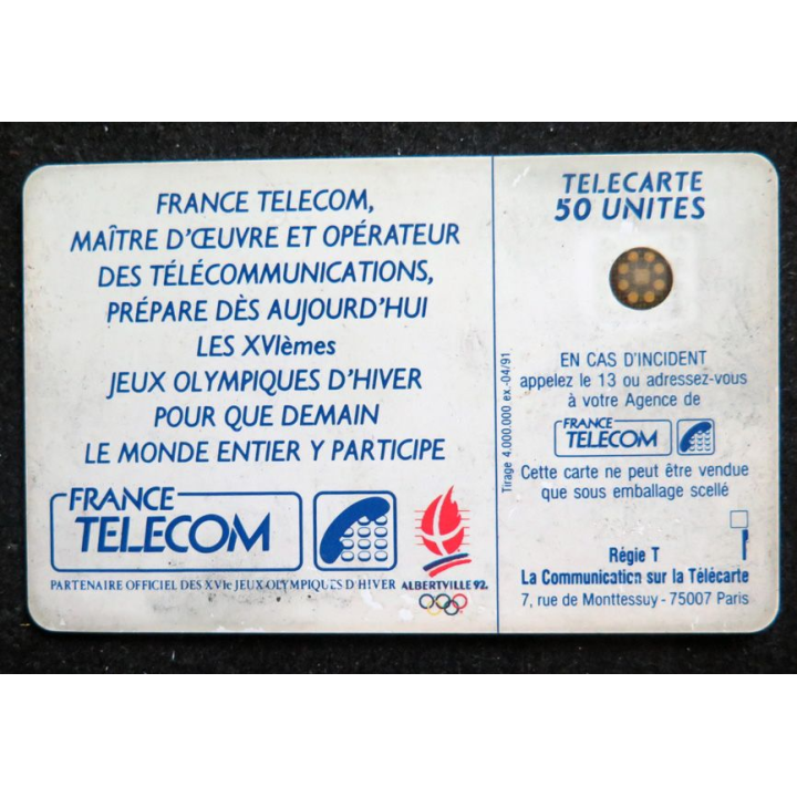 Carte téléphonique télécarte 50 unités XVI° Jeux olympiques d'hiver