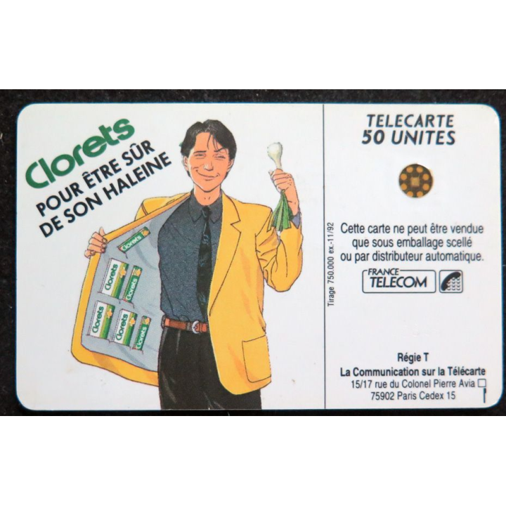 Carte téléphonique télécarte 50 Chewing gum Clorets
