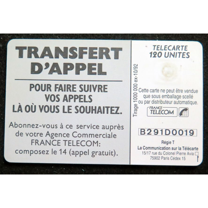 Carte téléphonique télécarte 120 Transfert d'appel