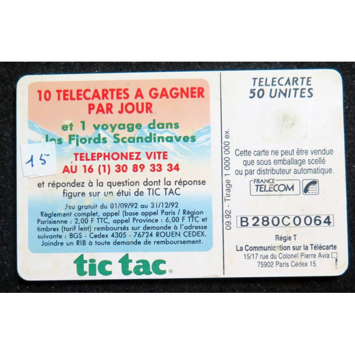 Carte téléphonique télécarte 50 TIC TAC