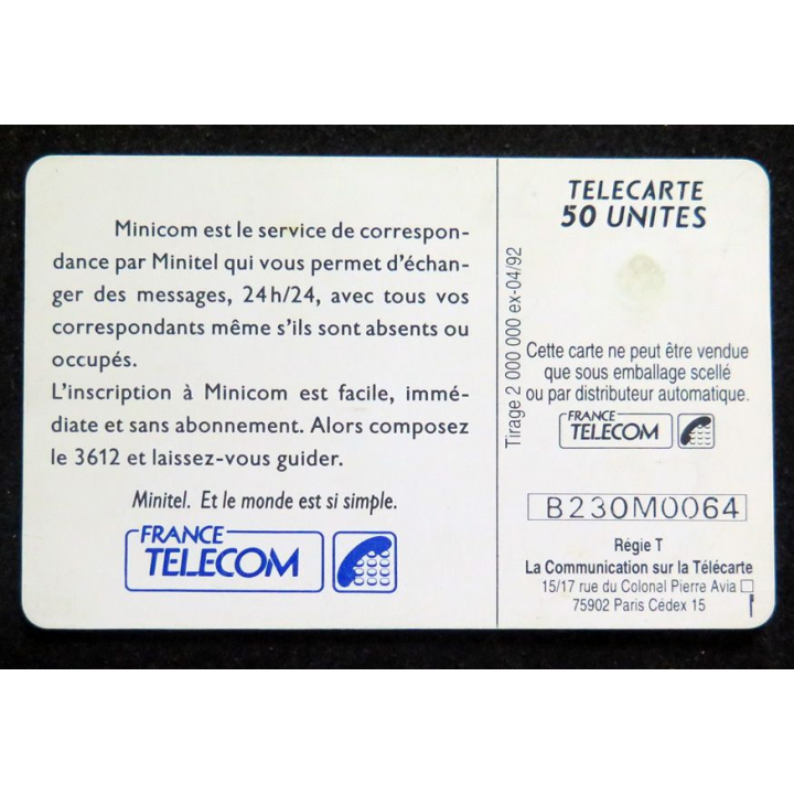 Carte téléphonique télécarte 50 MINICOM