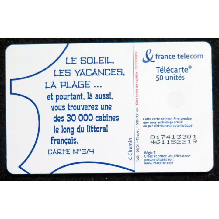 TELECARTE : télécarte le soleil les vacances la plage 3/4... 50 unités