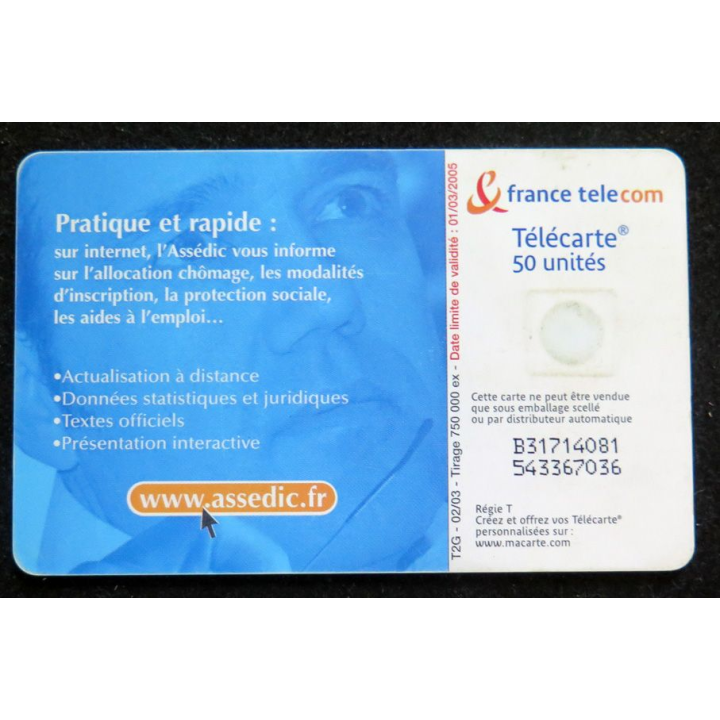 Carte téléphonique télécarte 50 ASSEDIC