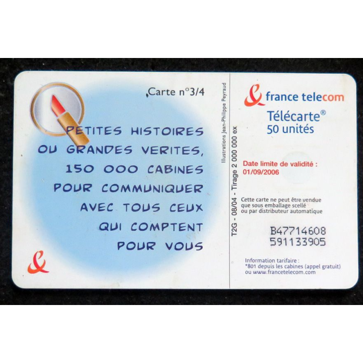 Carte téléphonique télécarte 50 petites histoires ou grandes vérités n° 3/4