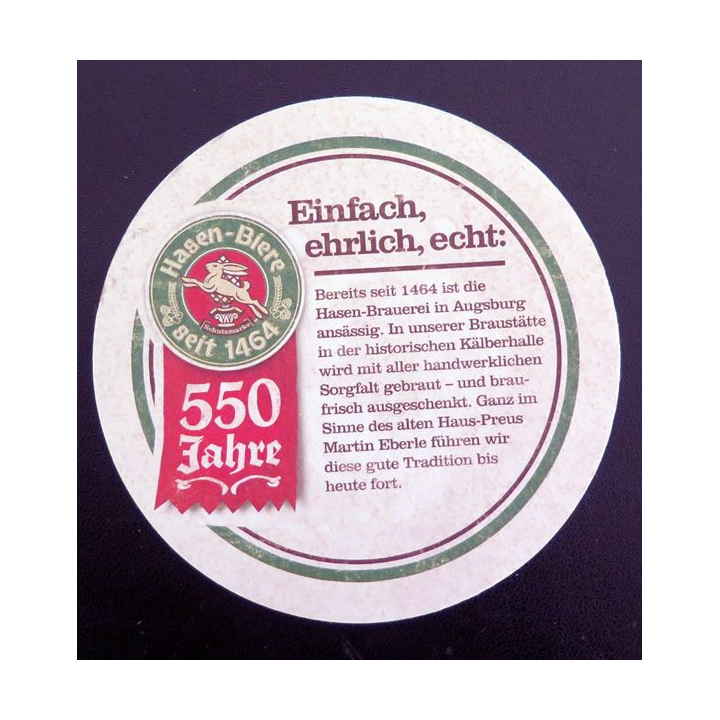DESSOUS DE VERRE A BIÈRE Hasen Biere