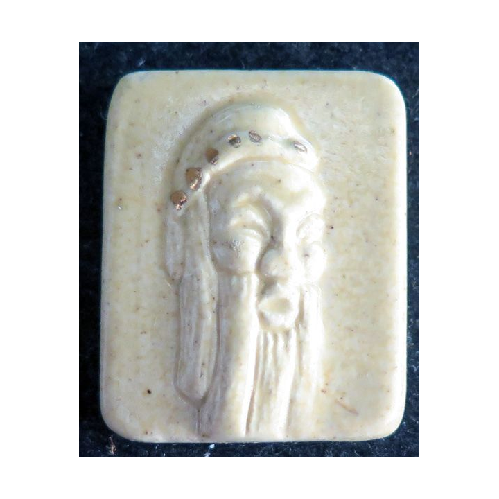 Fève visage chinois en céramique émaillée