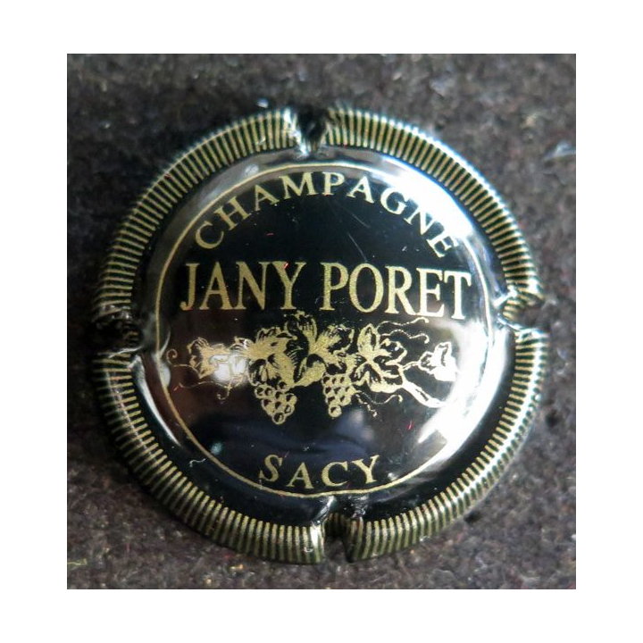 Capsule Muselet de bouteille de champagne PORET Jany n° 1 Noir et or