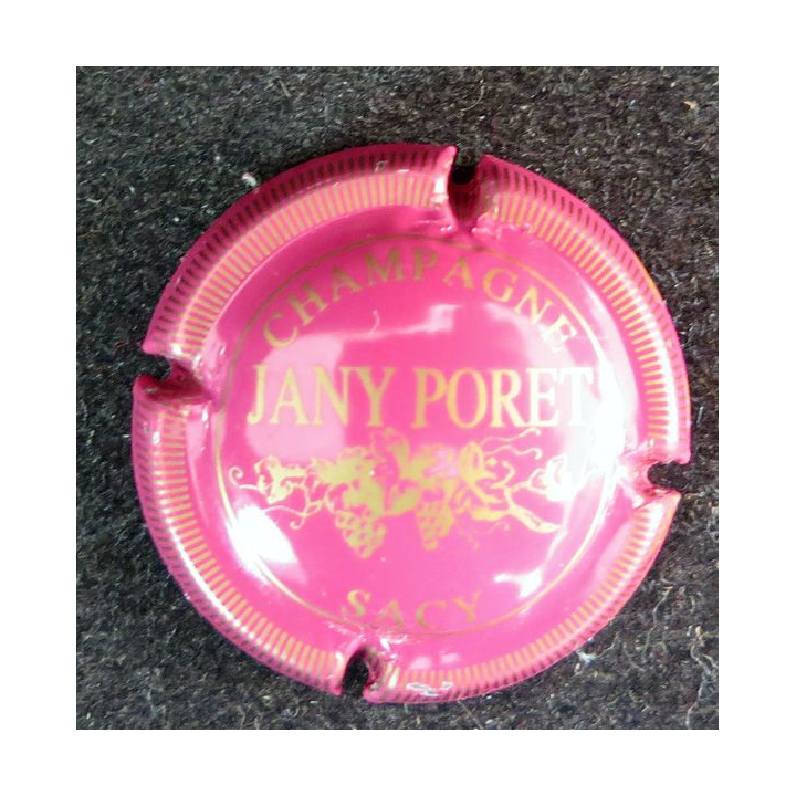 Capsule Muselet de bouteille de champagne PORET Jany n° 11a rose et or pâle strié