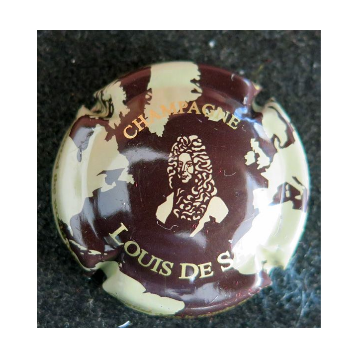 Capsule Muselet de bouteille de champagne SACY Louis de n° 9 Fond crème et marron
