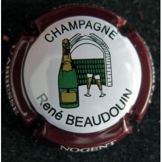 Capsule Muselet de bouteille de champagne BEAUDOUIN René n° 25 Bordeaux foncé majuscules grandes lettres épaisses