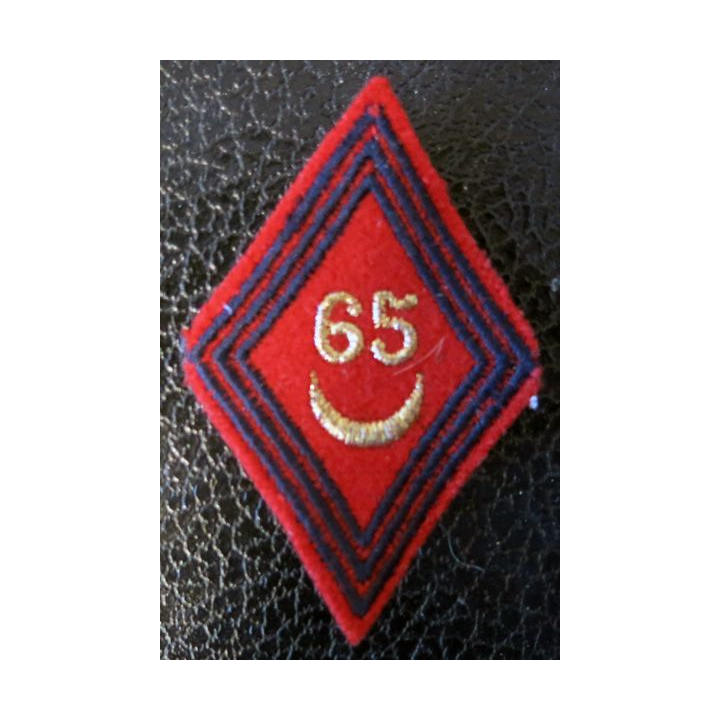 LOSANGE DE BRAS MODÈLE 45 : insigne tissu du 65° régiment d'artillerie d'Afrique AFN