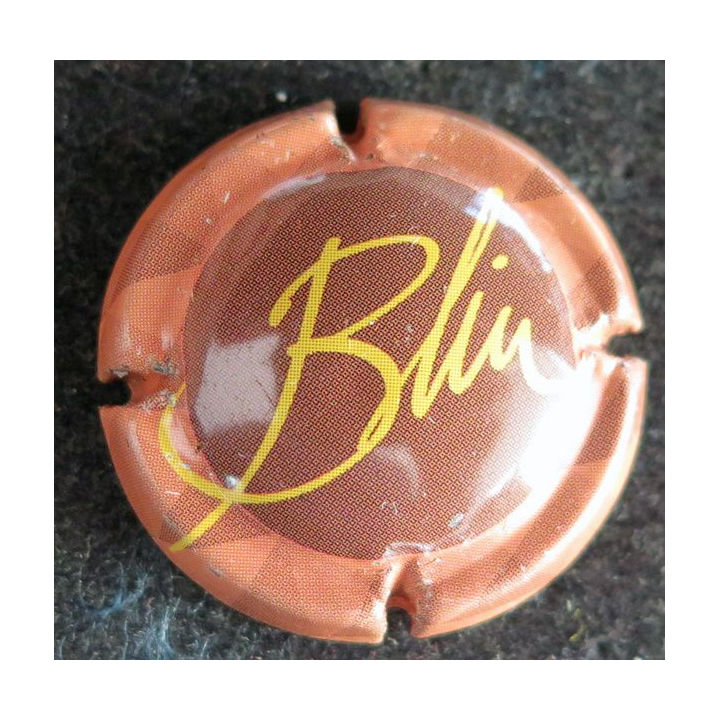 Capsule Muselet de bouteille de champagne BLIN n° 5 Fond marron contour rose