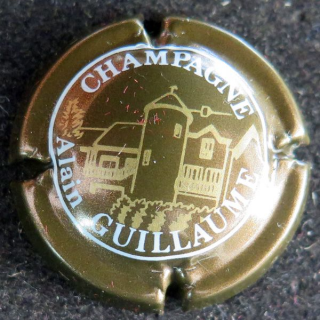 Capsule Muselet de bouteille de champagne GUILLAUME Alain n° 14g marron métallisé or et blanc