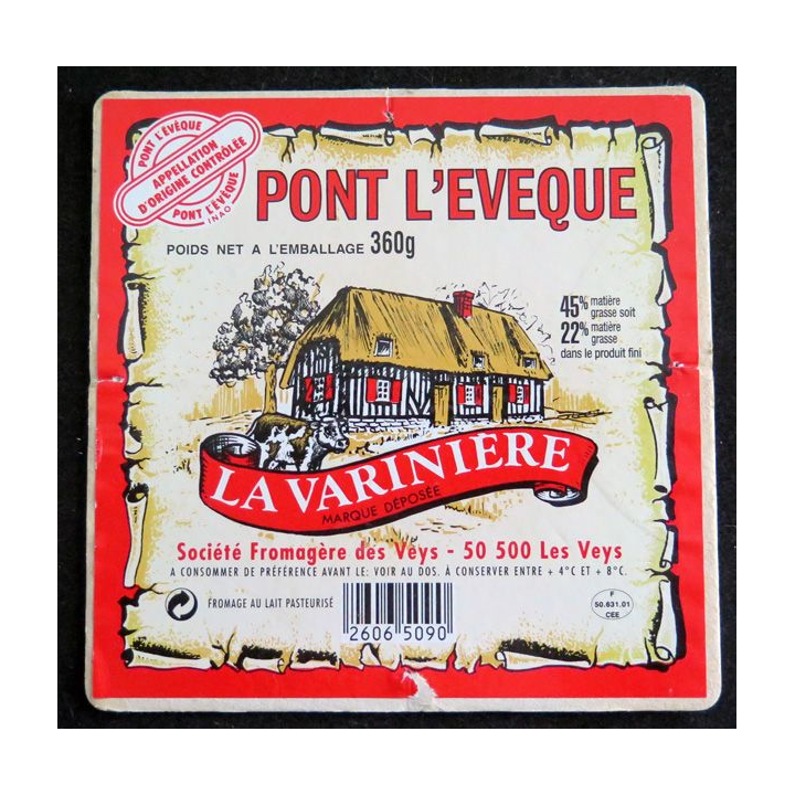 Dessus de boite de fromage Camembert de Pont l'évêque