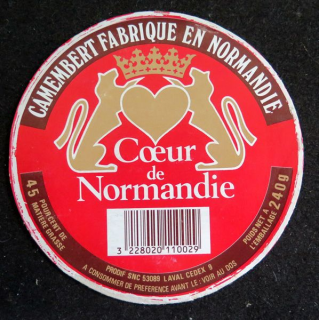 Dessus de boite de fromage Camembert Coeur de Normandie