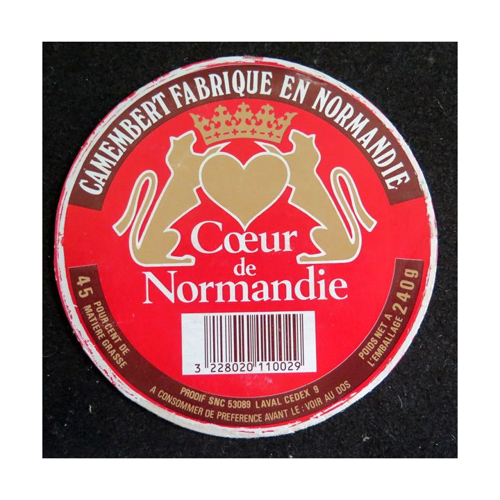 Dessus de boite de fromage Camembert Coeur de Normandie
