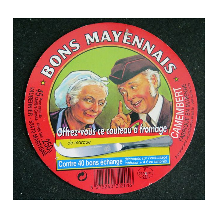 Dessus de boite de fromage Camembert Bons Mayennais