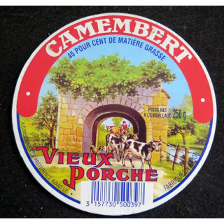 Dessus de boite de fromage Camembert Vieux Porche