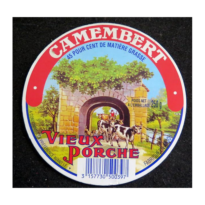 Dessus de boite de fromage Camembert Vieux Porche