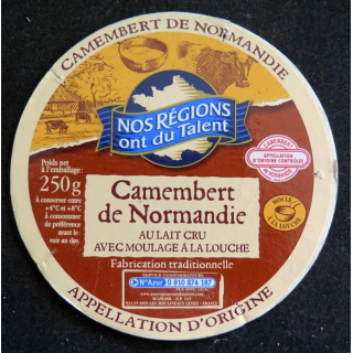Dessus de boite de fromage Camembert de Normandie