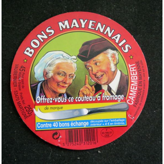 Dessus de boite de fromage Camembert Bons Mayennais
