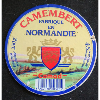 Dessus de boite de fromage Camembert 