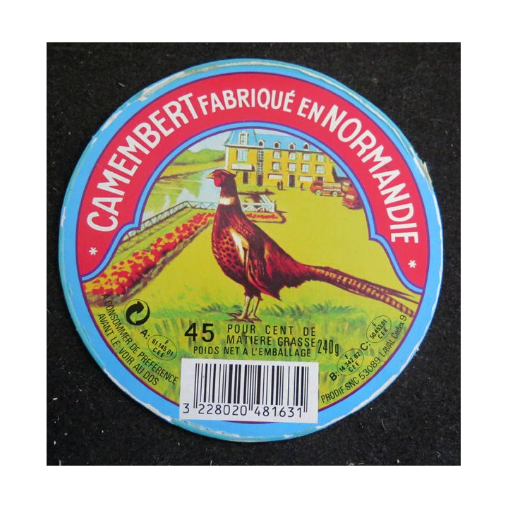 Dessus de boite de fromage Camembert
