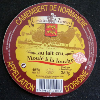 Dessus de boite de fromage Camembert de Normandie