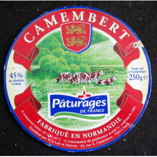Dessus de boite de fromage Camembert