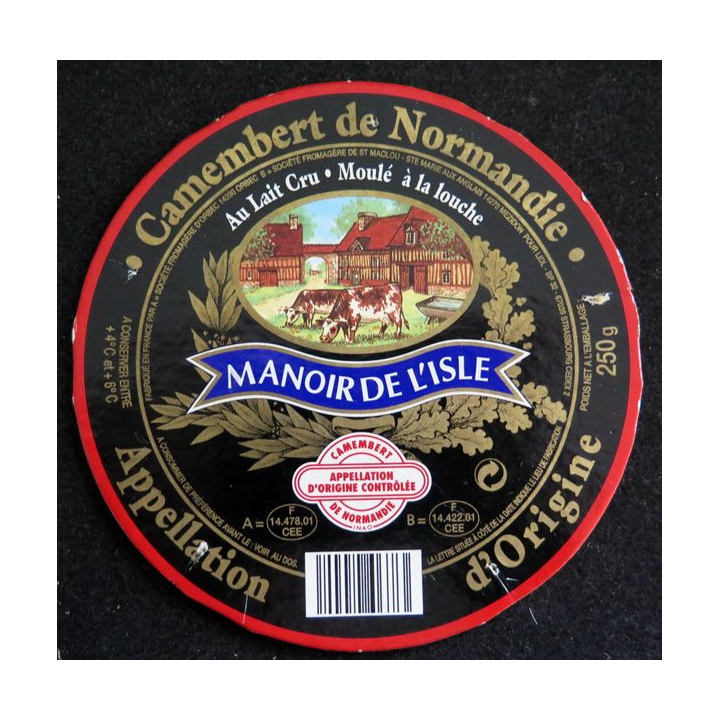 Dessus de boite de fromage Camembert de Normandie