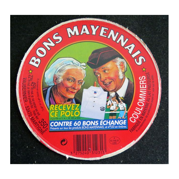 Dessus de boite de fromage Camembert Bons Mayennais