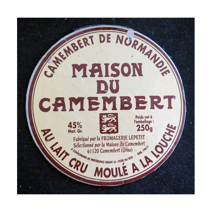 Dessus de boite de fromage maison du Camembert