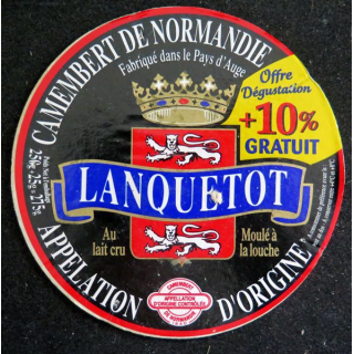 Dessus de boite de fromage Camembert de Normandie Lanquetot