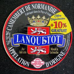 Dessus de boite de fromage Camembert de Normandie Lanquetot