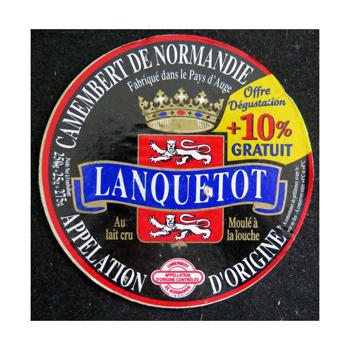 Dessus de boite de fromage Camembert de Normandie Lanquetot