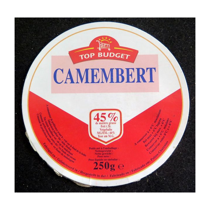 Dessus de boite de fromage Camembert