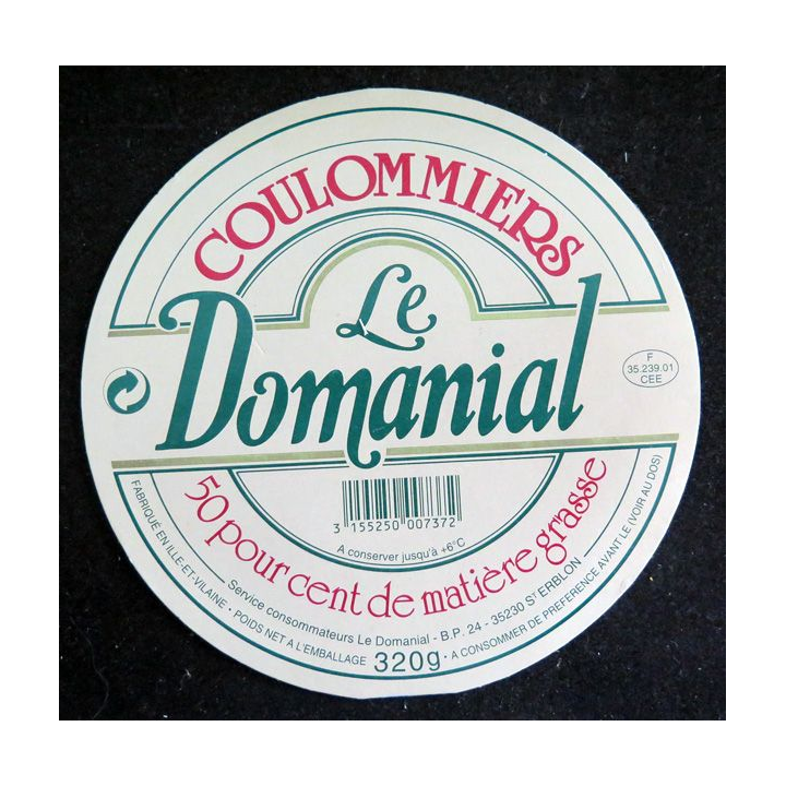 Dessus de boite de fromage Coulommiers Le Domanial