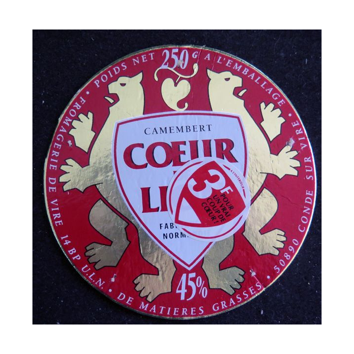 Dessus de boite de fromage Coeur de Lion