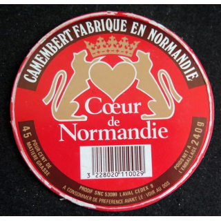 Dessus de boite de fromage Camembert Coeur de Normandie