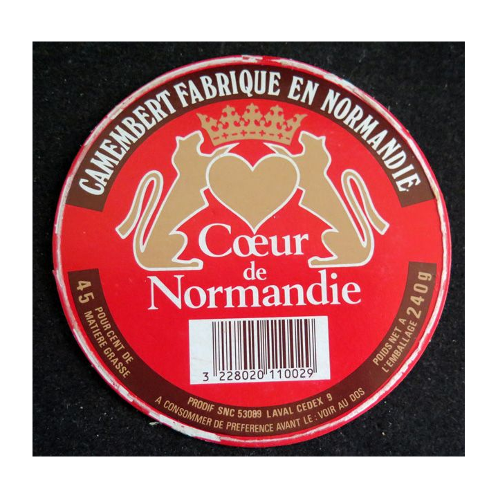 Dessus de boite de fromage Camembert Coeur de Normandie
