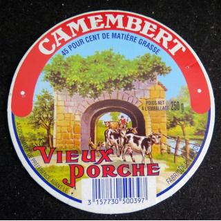 Dessus de boite de fromage Camembert Vieux Porche