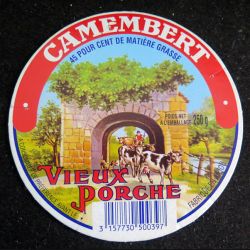 Dessus de boite de fromage Camembert Vieux Porche