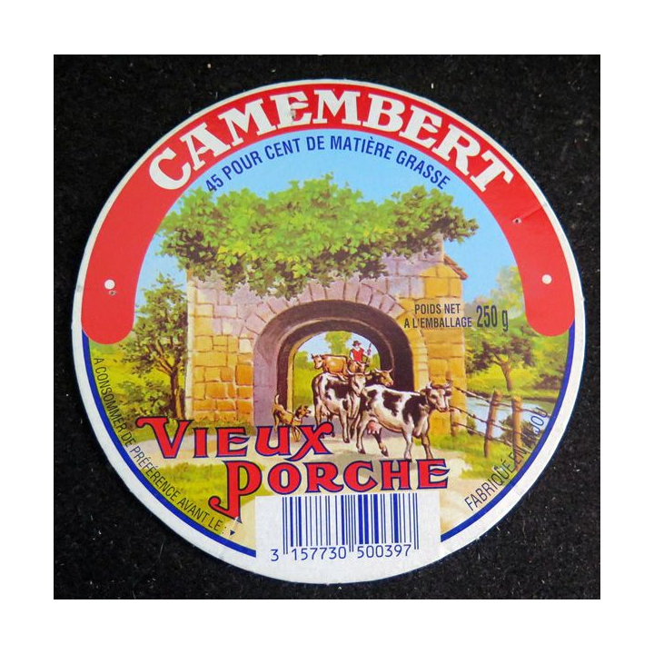 Dessus de boite de fromage Camembert Vieux Porche