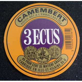 Dessus de boite de fromage Camembert 3 écus