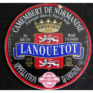 Dessus de boite de fromage Camembert de Normandie Lanquetot