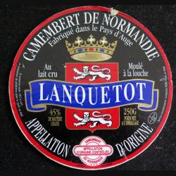 Dessus de boite de fromage Camembert de Normandie Lanquetot