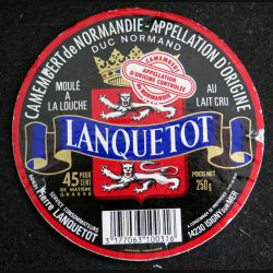 Dessus de boite de fromage Camembert de Normandie Lanquetot