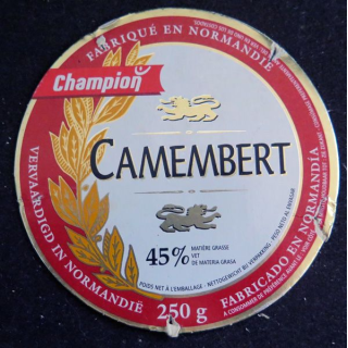 Dessus de boite de fromage Camembert