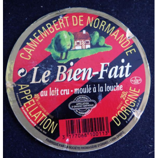 Dessus de boite de fromage Camembert Le Bien Fait